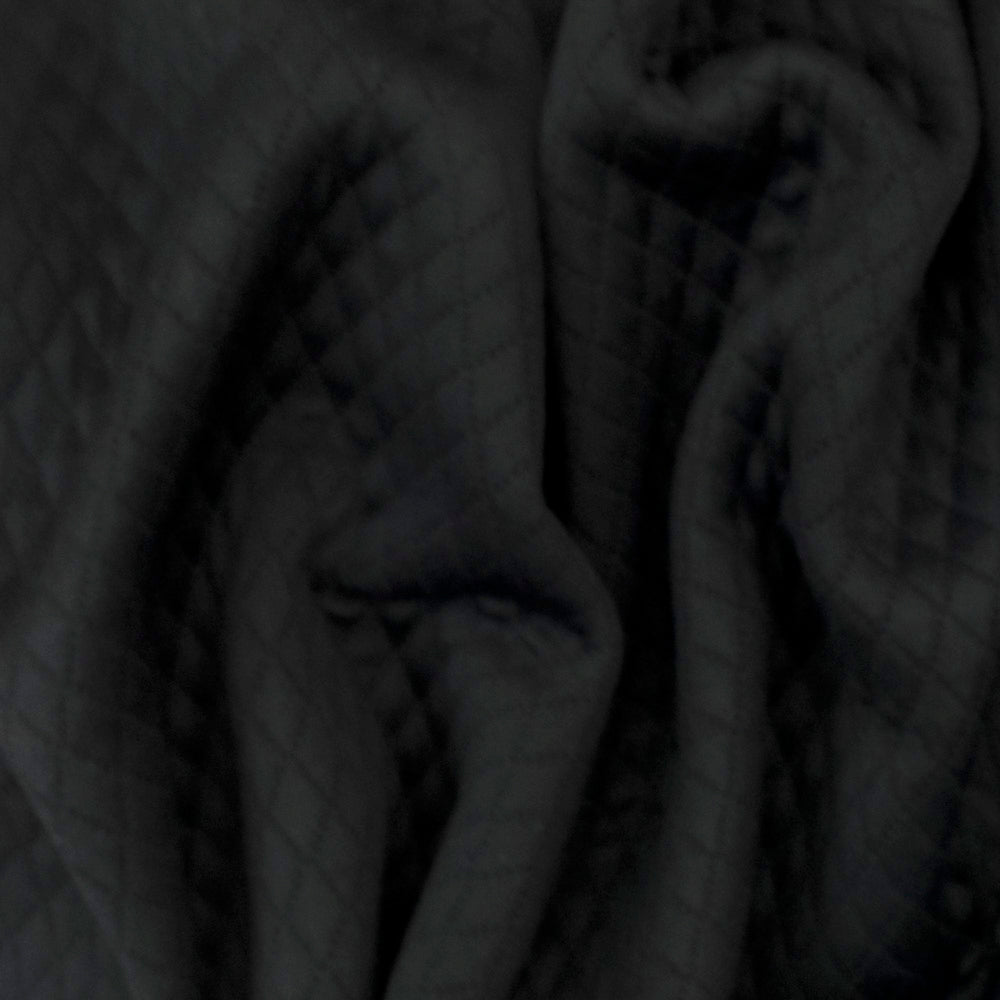 1 Yard Night Black Diamond Stretch Poly Wool Blend Double Knit Jacketing 44 Inches Width