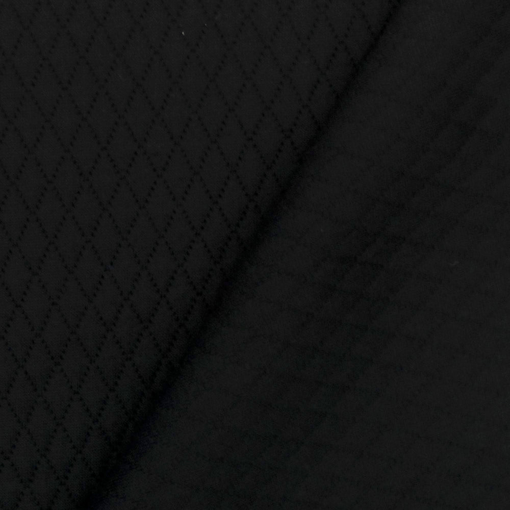 1 Yard Night Black Diamond Stretch Poly Wool Blend Double Knit Jacketing 44 Inches Width