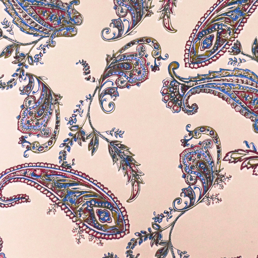 1 Yard Light Pink, White & Multi Paisley Printed Stretch ITY Knit Fabric Soft 60 Inches Width