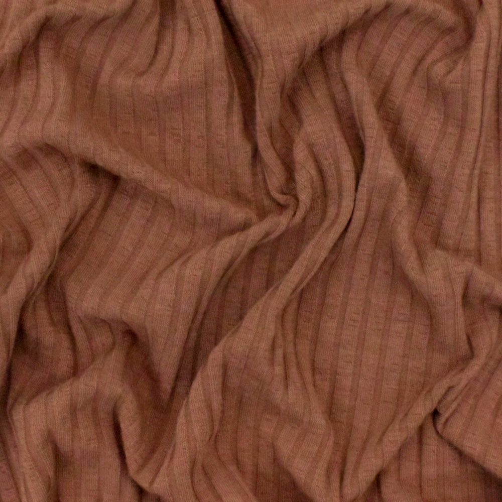 1 Yard Clay Brown Stretch Rib Knit Fabric Soft Textured 56 Inches Width
