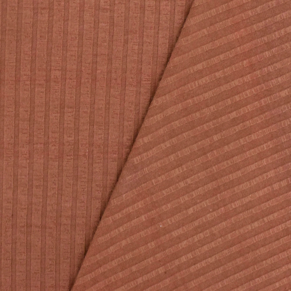 1 Yard Clay Brown Stretch Rib Knit Fabric Soft Textured 56 Inches Width