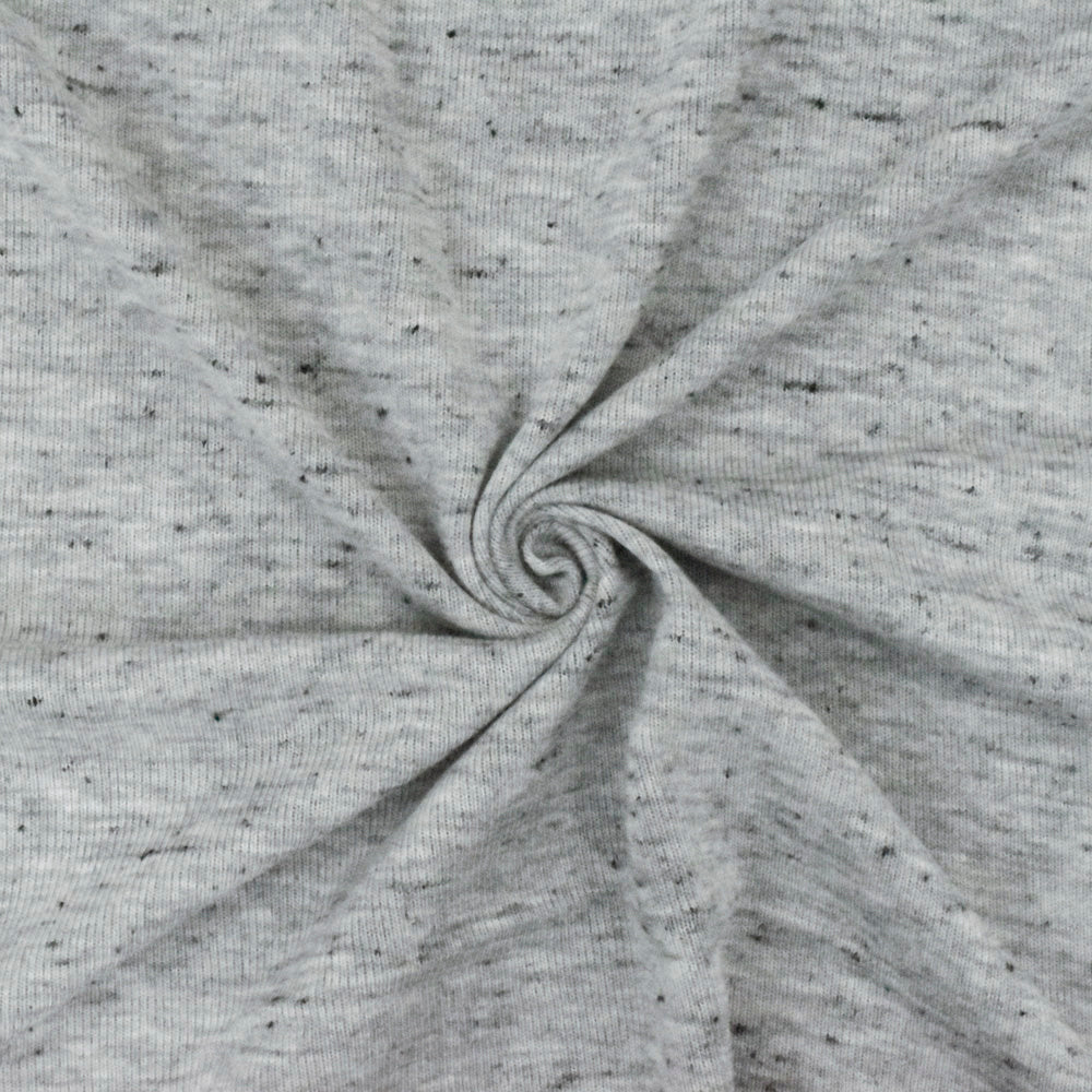 1 Yard Gray & Black Spots Slubbed Jersey Textured Stretch Knit for Apparel & Dancewear, 60" Wide