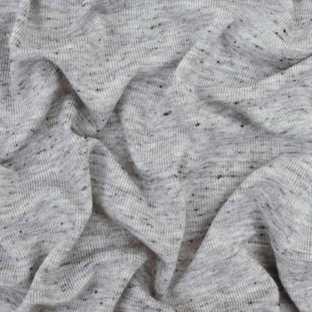 1 Yard Gray & Black Spots Slubbed Jersey Textured Stretch Knit for Apparel & Dancewear, 60" Wide