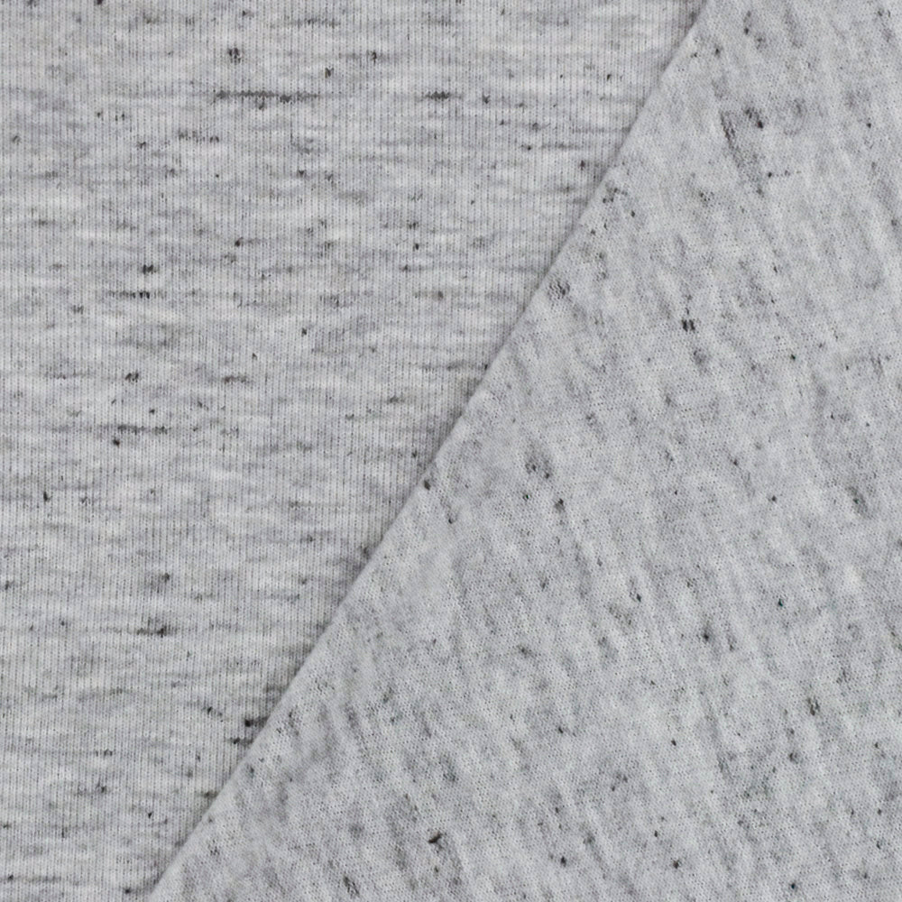 1 Yard Gray & Black Spots Slubbed Jersey Textured Stretch Knit for Apparel & Dancewear, 60" Wide
