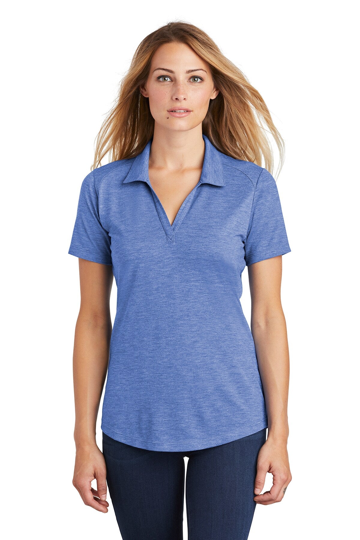 Sport-Tek® Women's PosiCharge Tri-Blend Wicking Collared Short Sleeve Polo