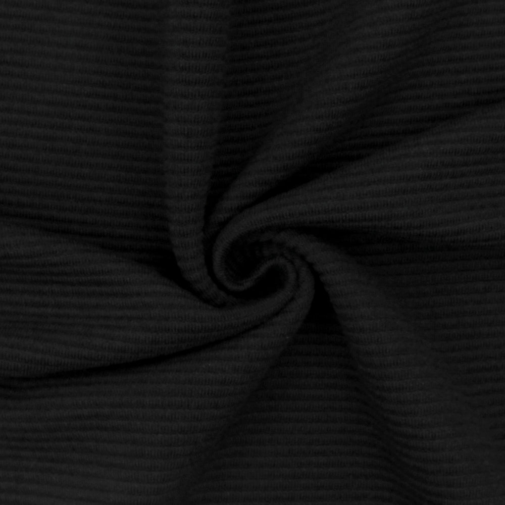 1 Yard Classic Black Rib Cloque Stretch Double Knit Fabric for Apparel and Dancewear 58 Inches Width