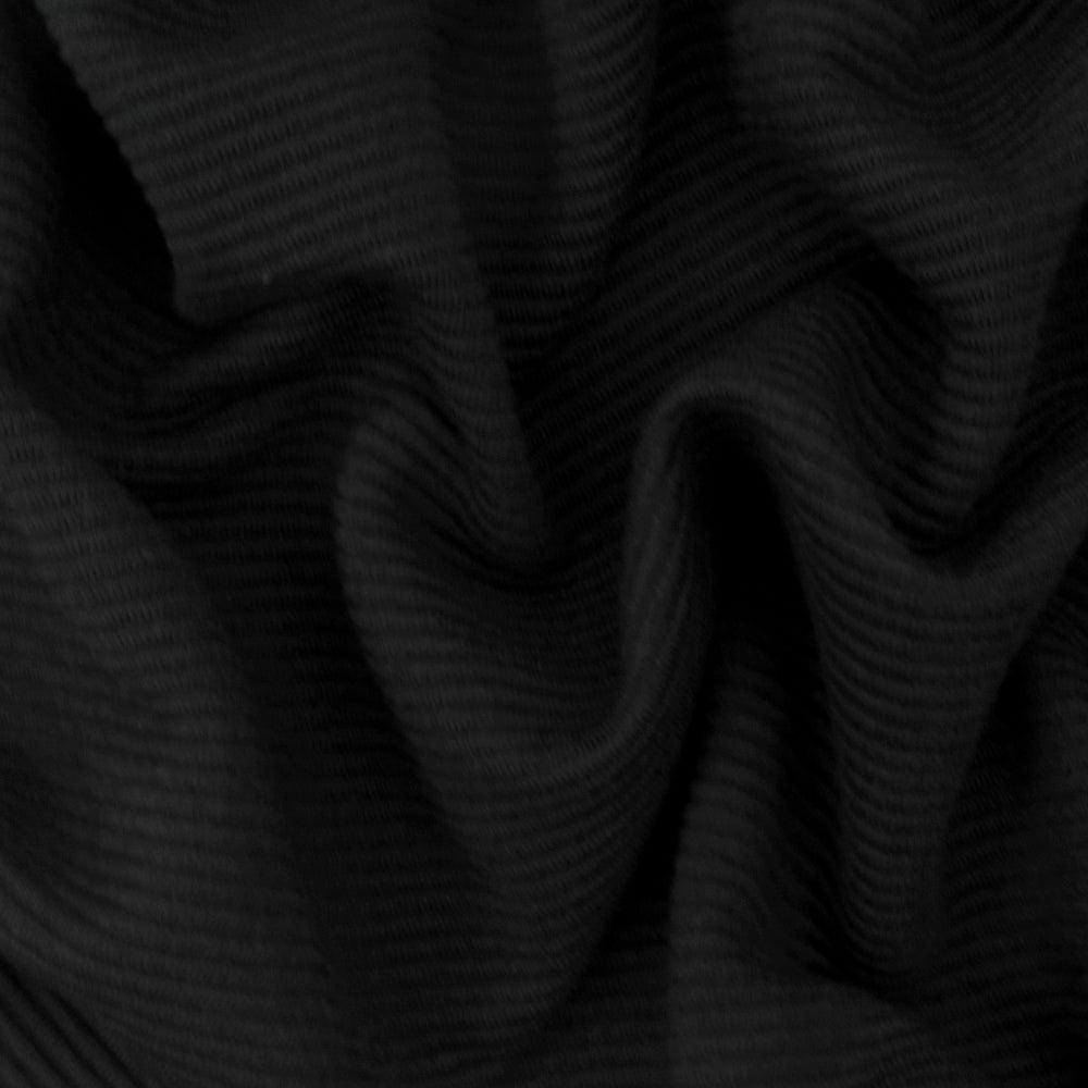 1 Yard Classic Black Rib Cloque Stretch Double Knit Fabric for Apparel and Dancewear 58 Inches Width