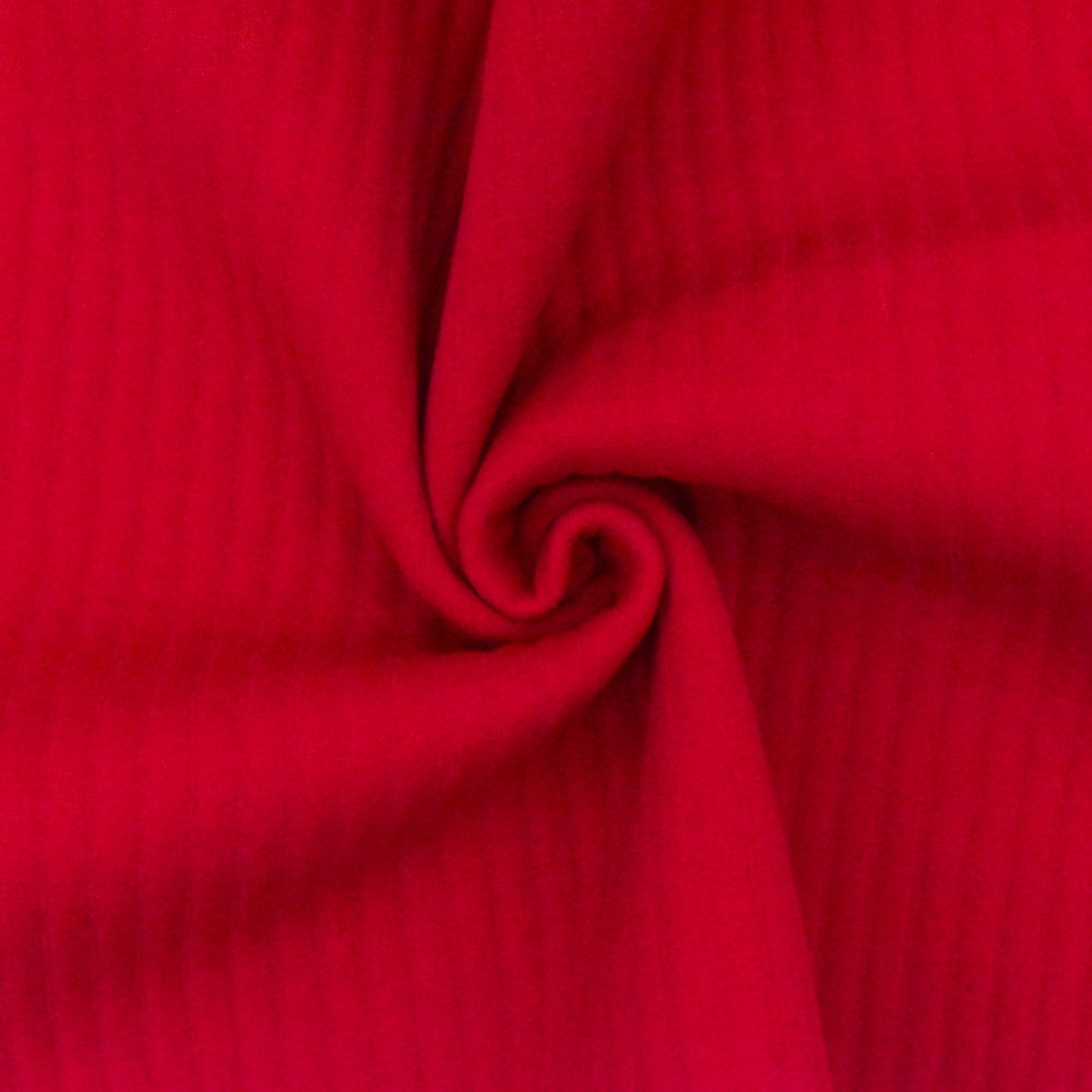 1 Yard Scarlet Red Cloque Stripe Stretch Double Knit Fabric for Coats and Apparel 50 Inches Width