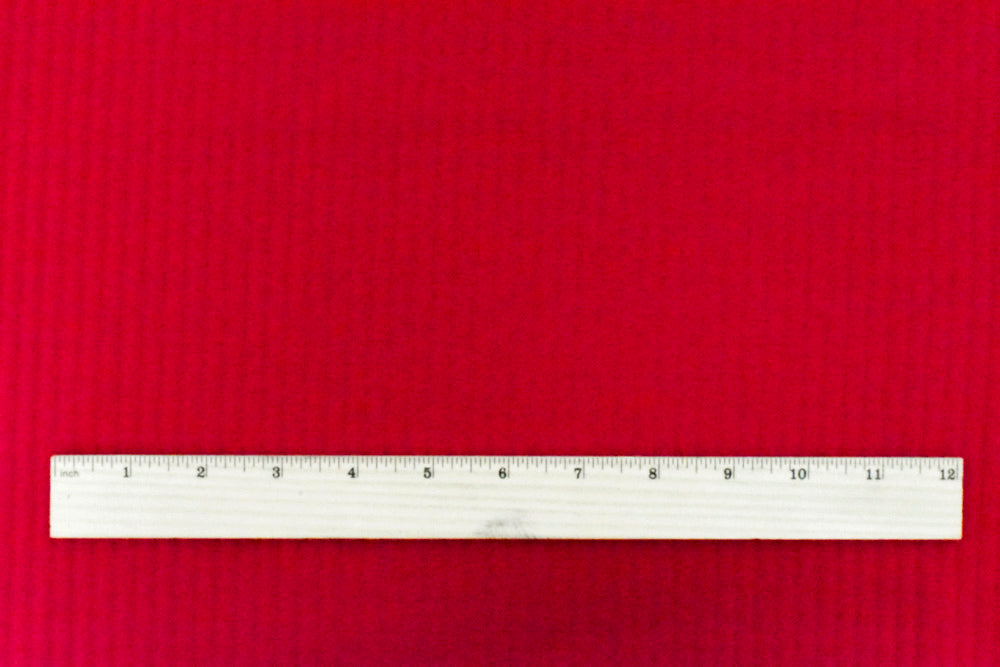1 Yard Scarlet Red Cloque Stripe Stretch Double Knit Fabric for Coats and Apparel 50 Inches Width