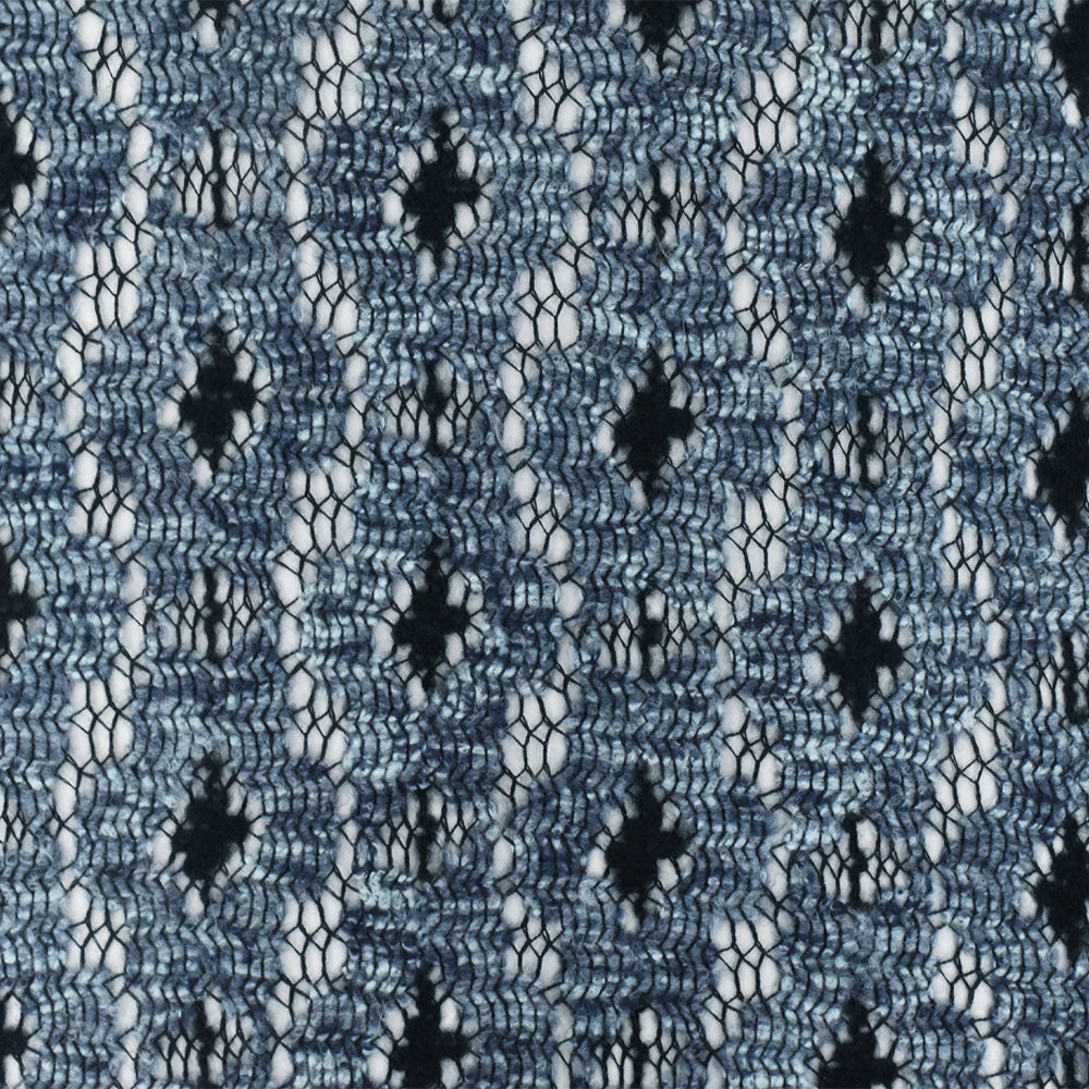 1 Yard Ash Blue Black Multi Abstract Raschel Crochet Knit Fabric Apparel Dresses 57 Inches Width