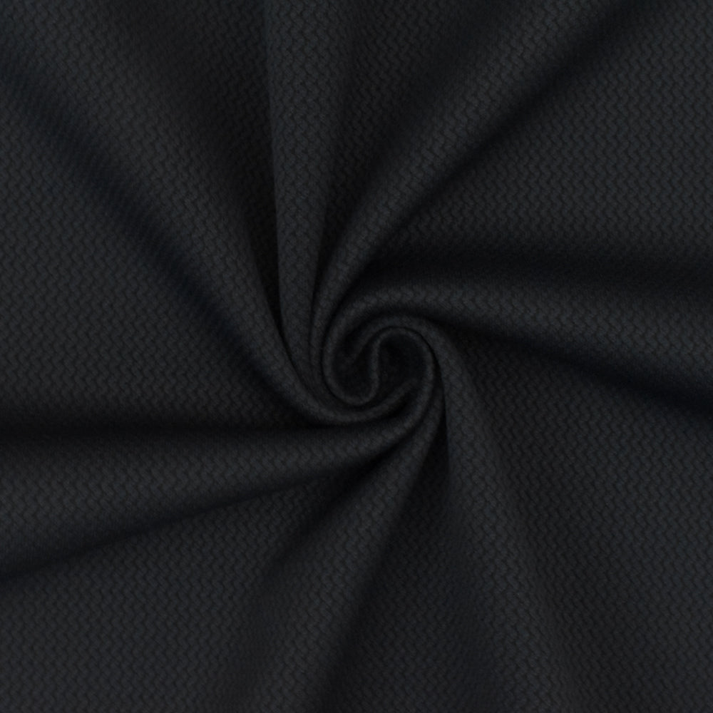 1 Yard Cold Black Mini Wave Jacquard Stretch Double Knit Fabric, 52 Inches Wide