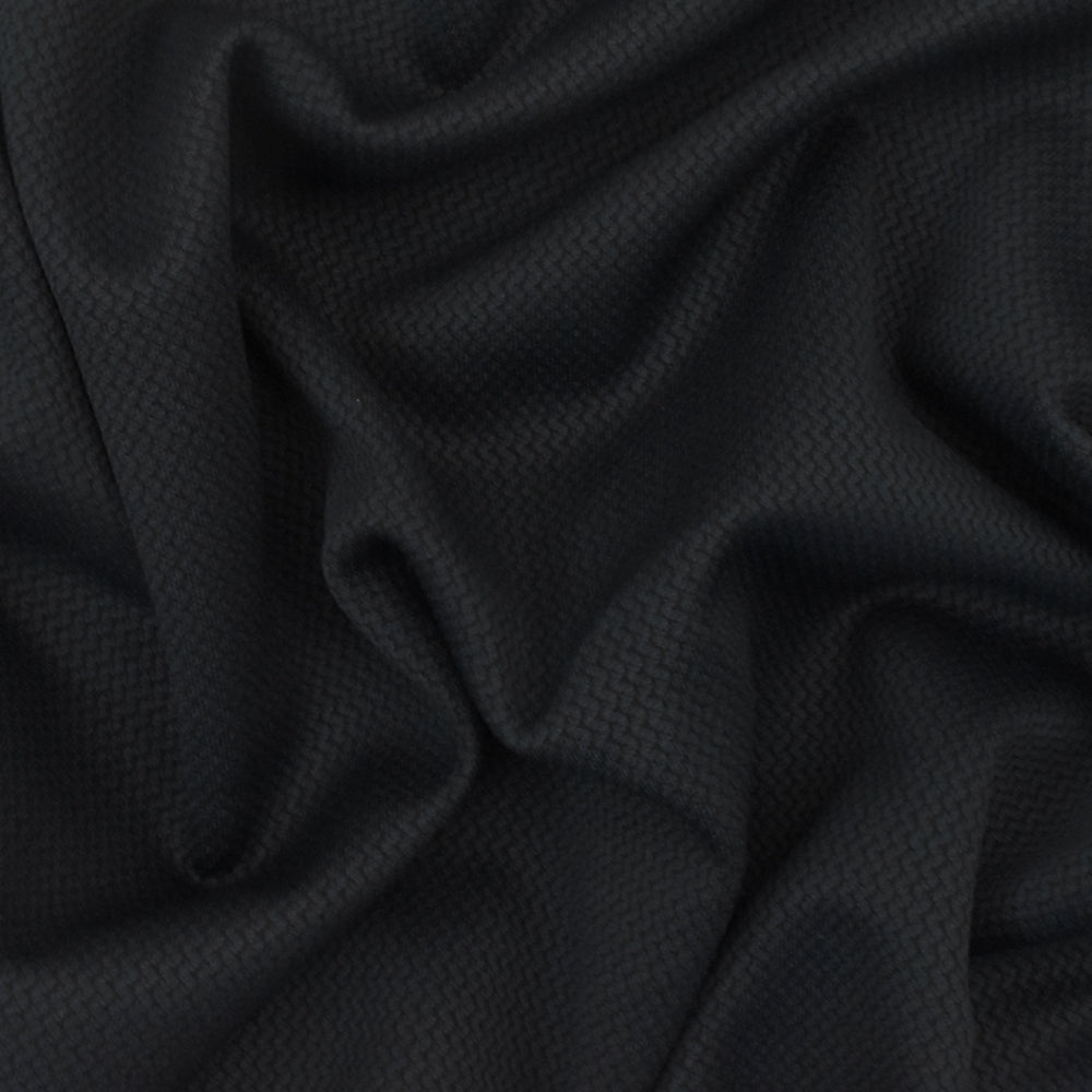 1 Yard Cold Black Mini Wave Jacquard Stretch Double Knit Fabric, 52 Inches Wide