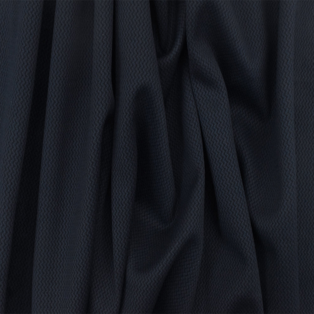 1 Yard Stark Blue Black Mini Wave Stretch Jacquard Double Knit Fabric 52 Inch Width