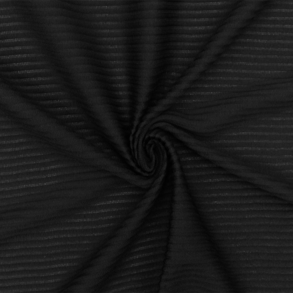 1 Yard Classic Black 3D Stripe Stretch Semi Sheer Knit Fabric 51 Inches
