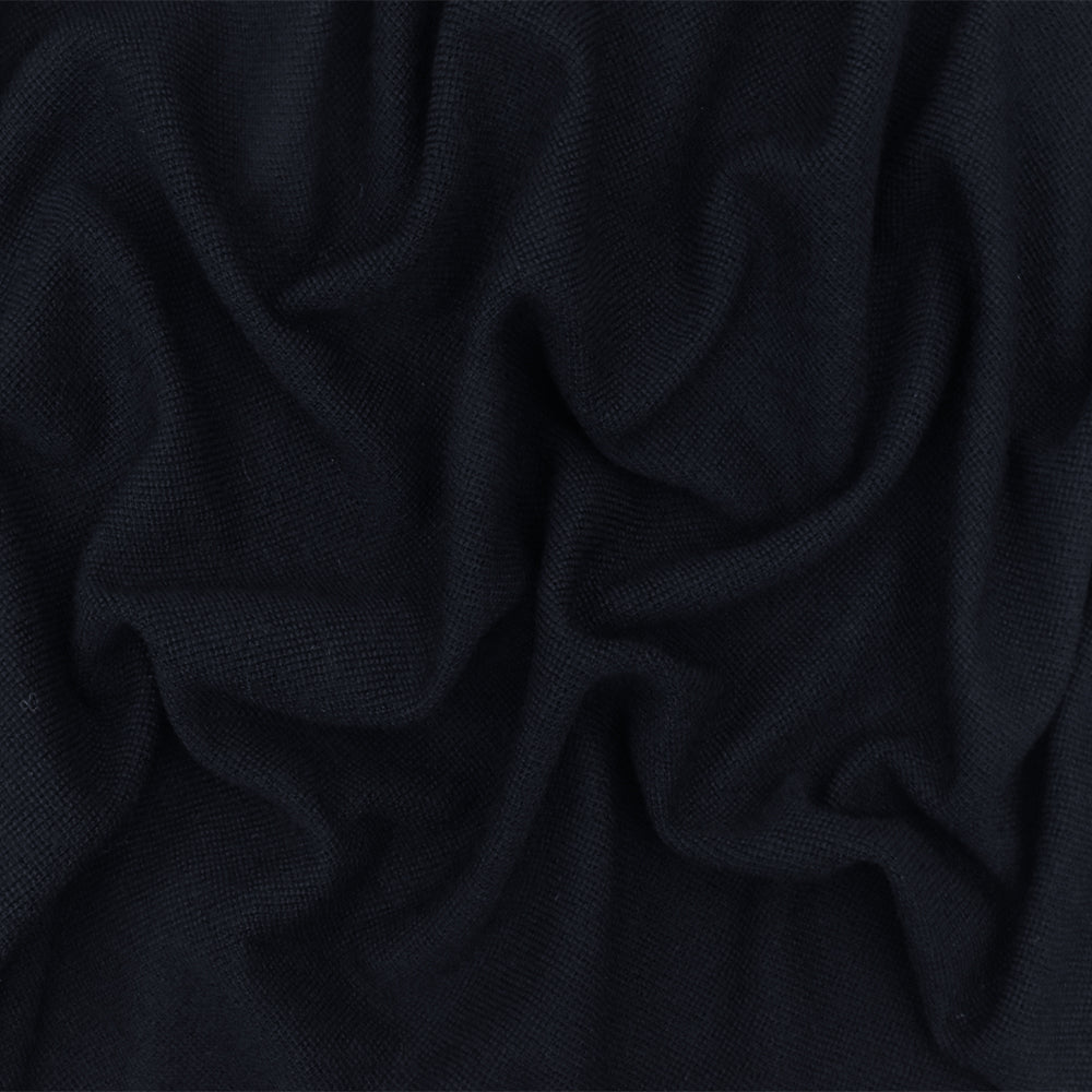 1 Yard Cool Black Solid Wool Pique Knit Fabric for Apparel Dresses Shirts Activewear 67 Inches