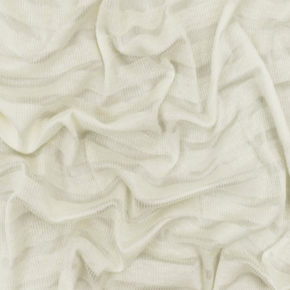 1 Yard Pure Ivory Ivory Stripe Stretch Cotton 2X2 Rib Knit Fabric for Dresses Tops Activewear 57 Inches Width