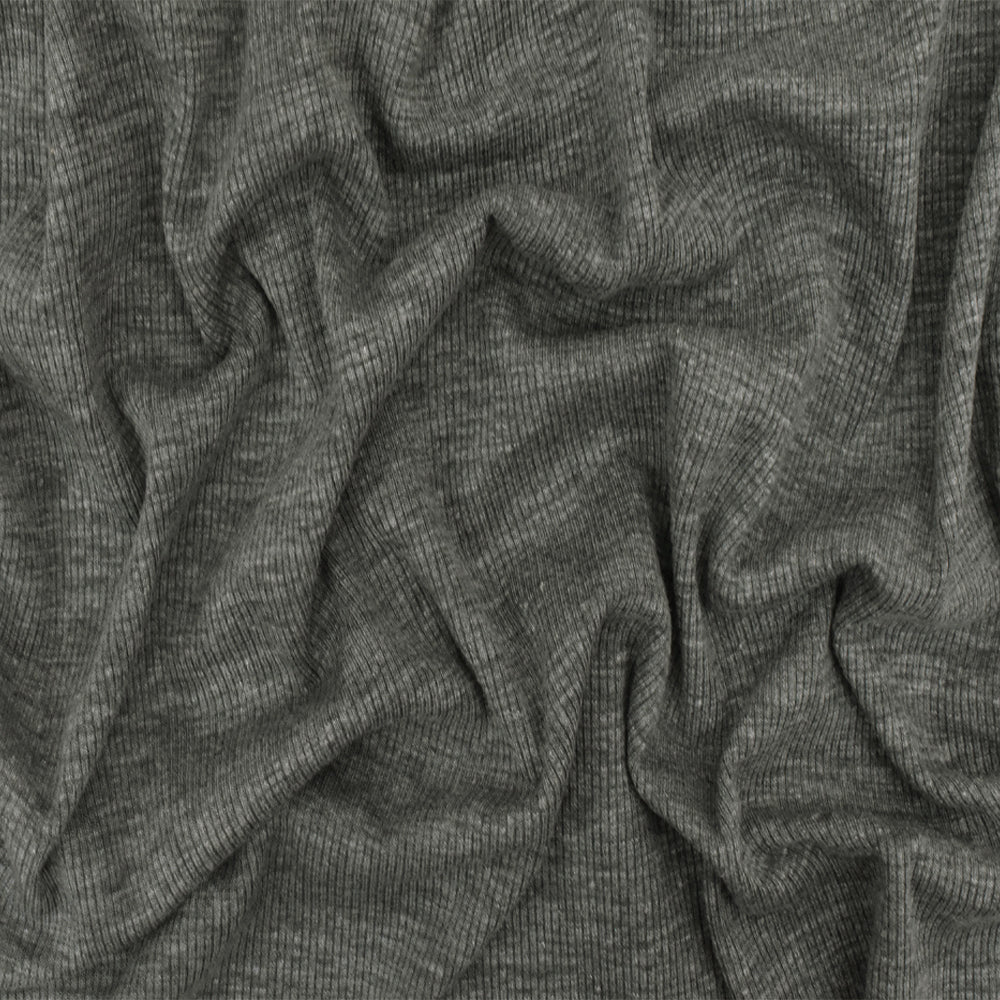 1 Yard Heather Dark Gray 2x2 Stretch Rib Knit Fabric for Apparel Dresses Blouses Activewear 52 Inches Width