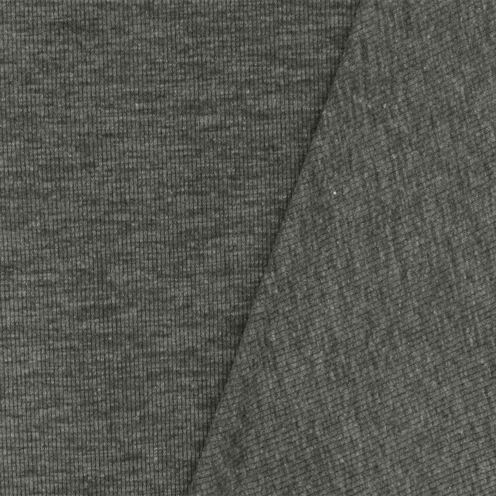 1 Yard Heather Dark Gray 2x2 Stretch Rib Knit Fabric for Apparel Dresses Blouses Activewear 52 Inches Width