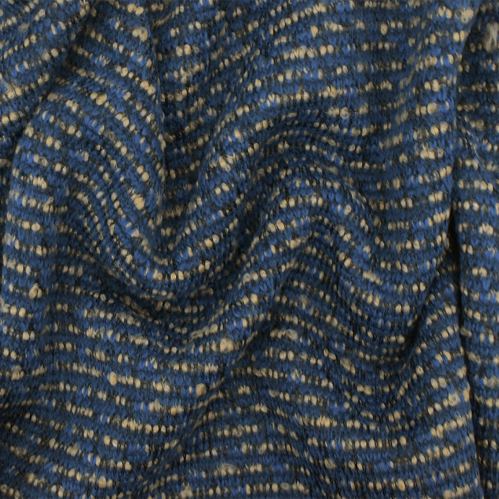 1 Yard Soft Beige Blue Texture Boucle Knit Fabric Coats Jackets 64 Inches Width