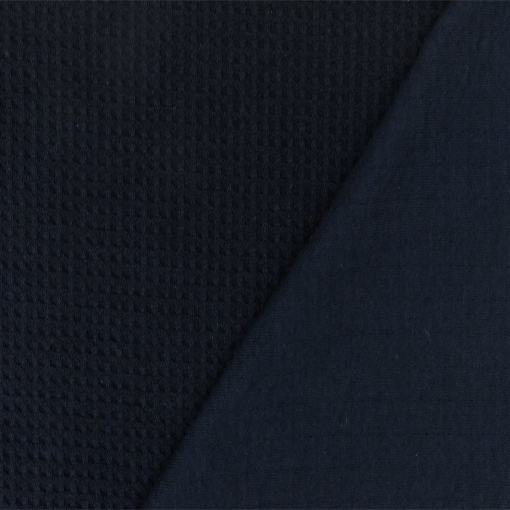 1 Yard Black Blue 3D Check Stretch Cotton Double Knit Fabric for Activewear Dresses Blouses 59 Inches Width