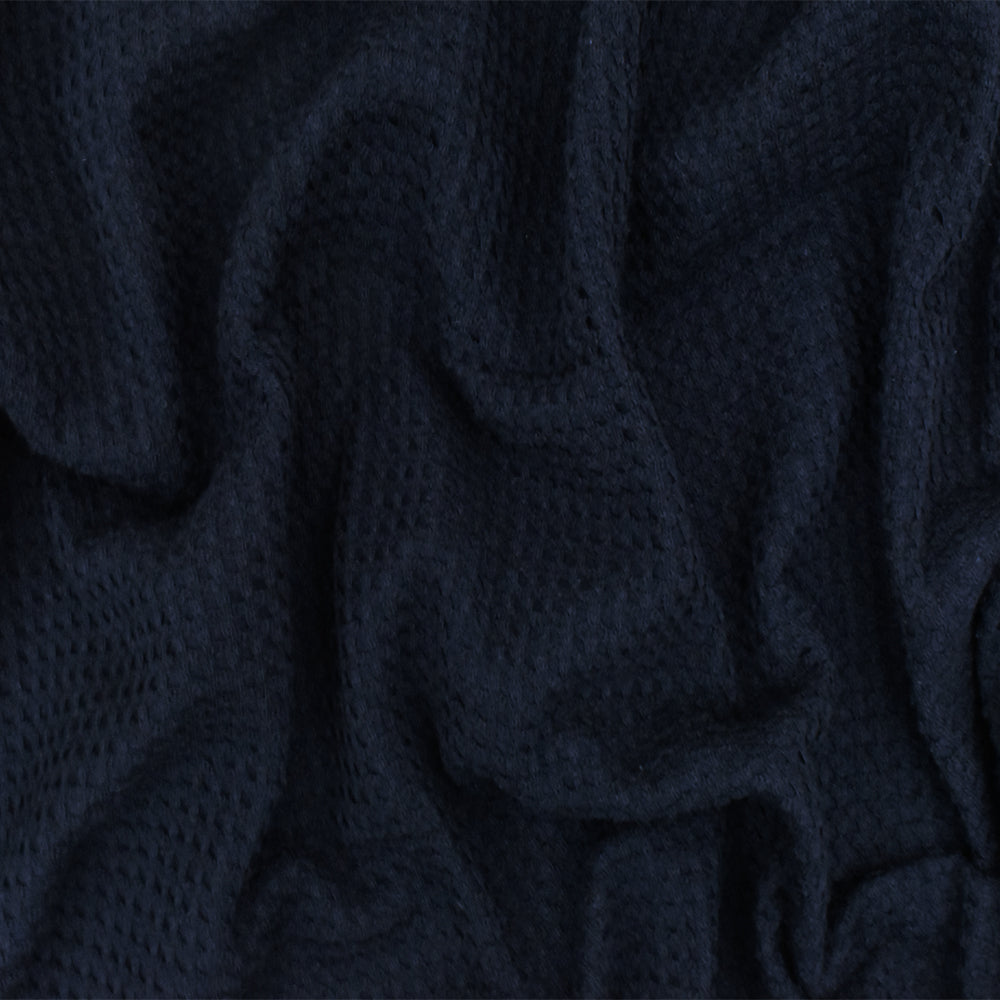 1 Yard Black Blue 3D Check Stretch Cotton Double Knit Fabric for Activewear Dresses Blouses 59 Inches Width