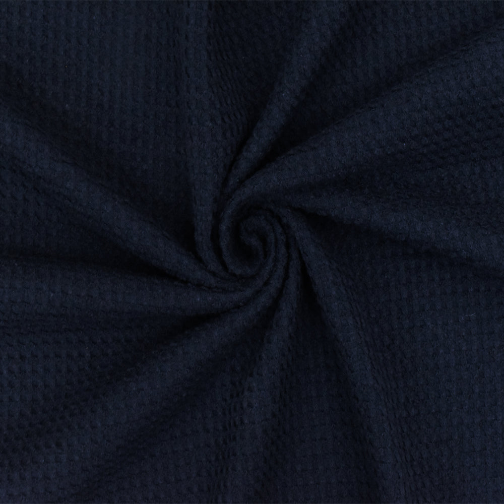 1 Yard Black Blue 3D Check Stretch Cotton Double Knit Fabric for Activewear Dresses Blouses 59 Inches Width