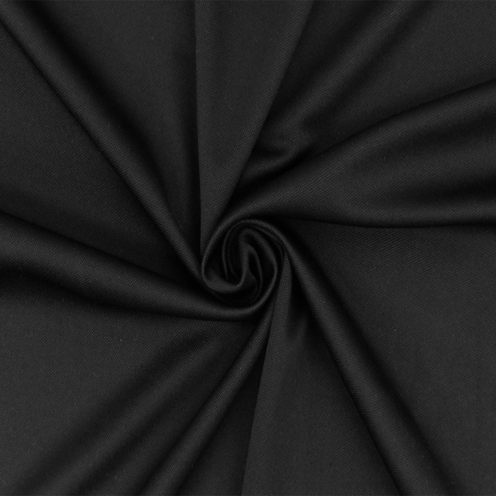 1 Yard Jet Black Solid Stretch Polyester Activewear Knit Fabric for Apparel Dresses Jackets 62 Inches Width
