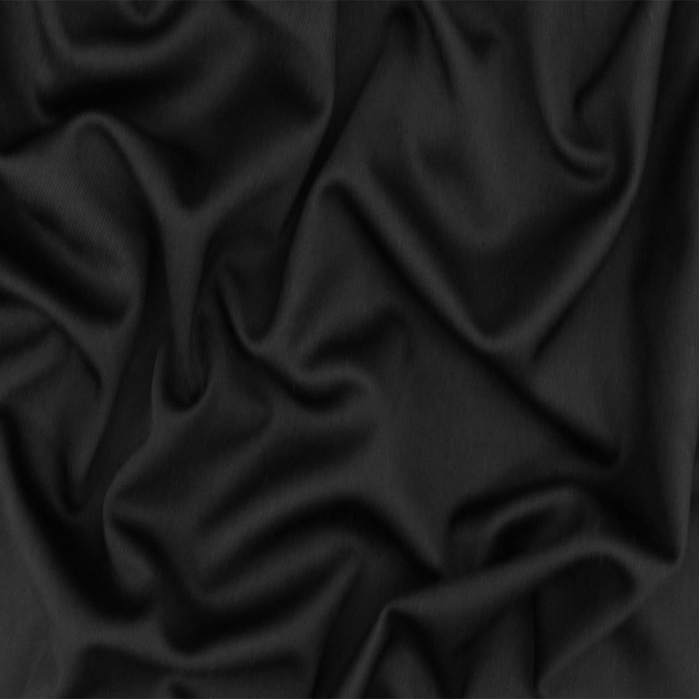 1 Yard Jet Black Solid Stretch Polyester Activewear Knit Fabric for Apparel Dresses Jackets 62 Inches Width
