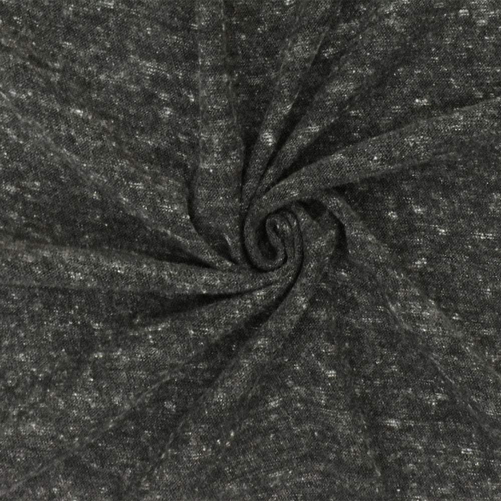 1 Yard Shadow Black Gray Slub Stretch Jersey Knit Fabric for Activewear Dresses Blouses 56 Inches Width