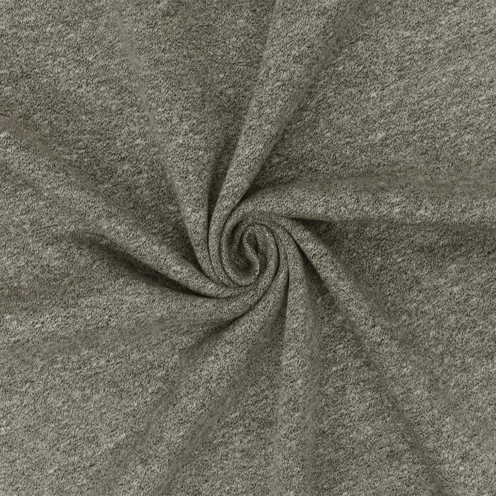 1 Yard Gray Black Ash Textured Stretch Brushed French Terry Fleece Knit Fabric for Activewear Jackets Sweatshirts 63 Inches Width