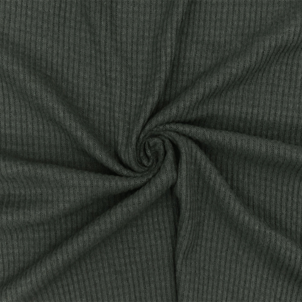 1 Yard Dark Smoked Gray Solid Stretch Rayon Brushed 2x2 Rib Knit Fabric for Activewear Dresses Blouses 61 Inches Width