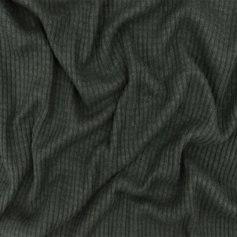 1 Yard Dark Smoked Gray Solid Stretch Rayon Brushed 2x2 Rib Knit Fabric for Activewear Dresses Blouses 61 Inches Width