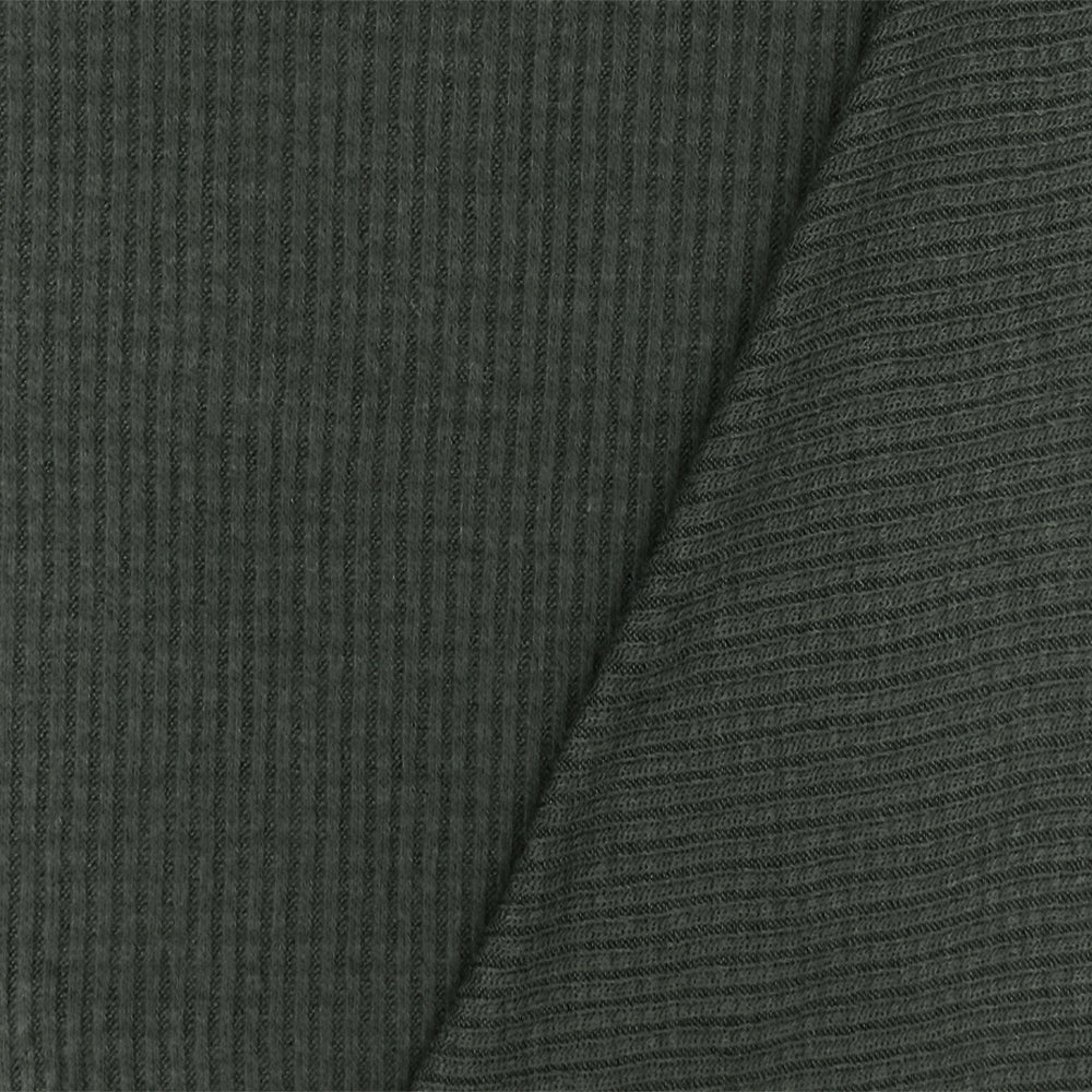1 Yard Dark Smoked Gray Solid Stretch Rayon Brushed 2x2 Rib Knit Fabric for Activewear Dresses Blouses 61 Inches Width