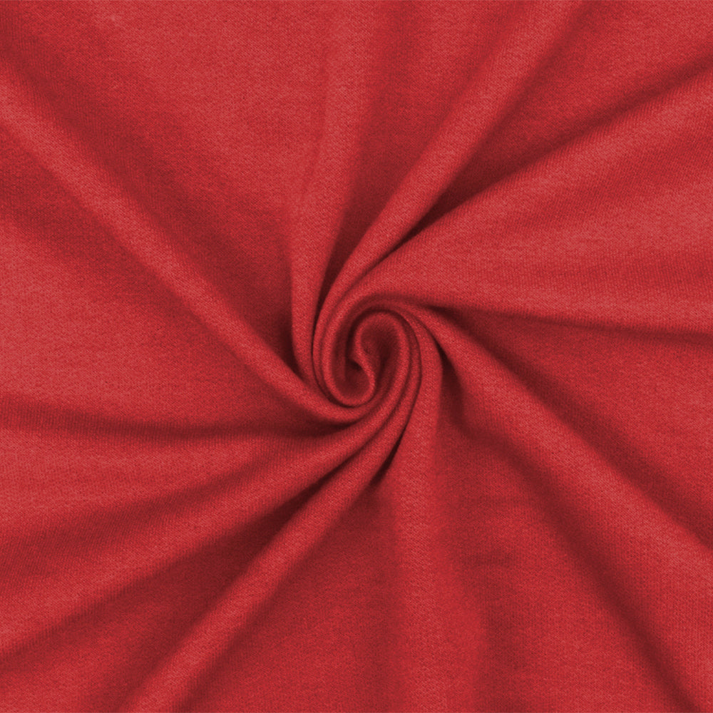 1 Yard Winter Red Solid Stretch Brushed French Terry Sweatshirt Fleece Fabric 64 Inches Width