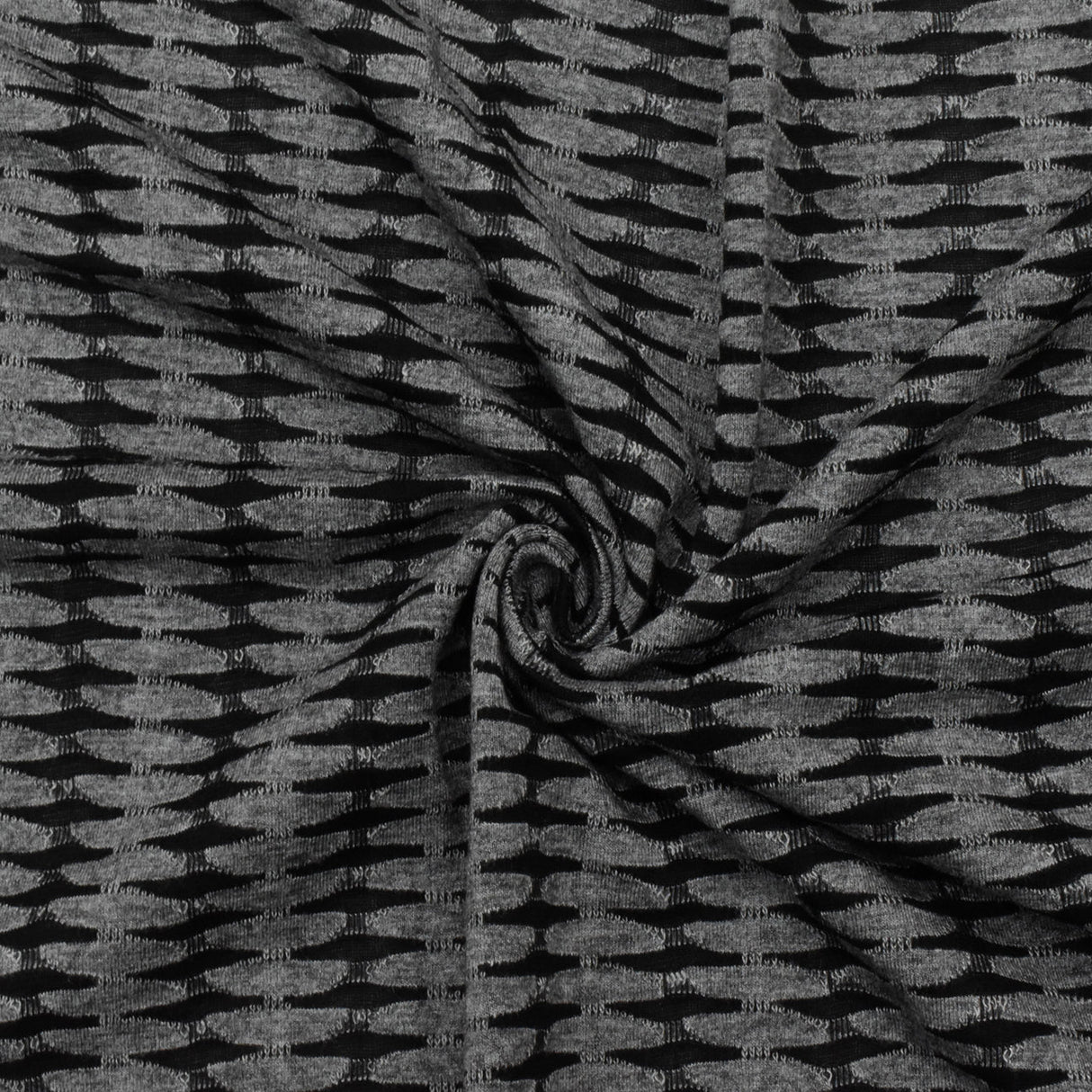 1 Yard Dusty Gray Black Abstract Jacquard Stretch Knit Fabric for Apparel Dresses Dancewear Blouses 49 Inches Width