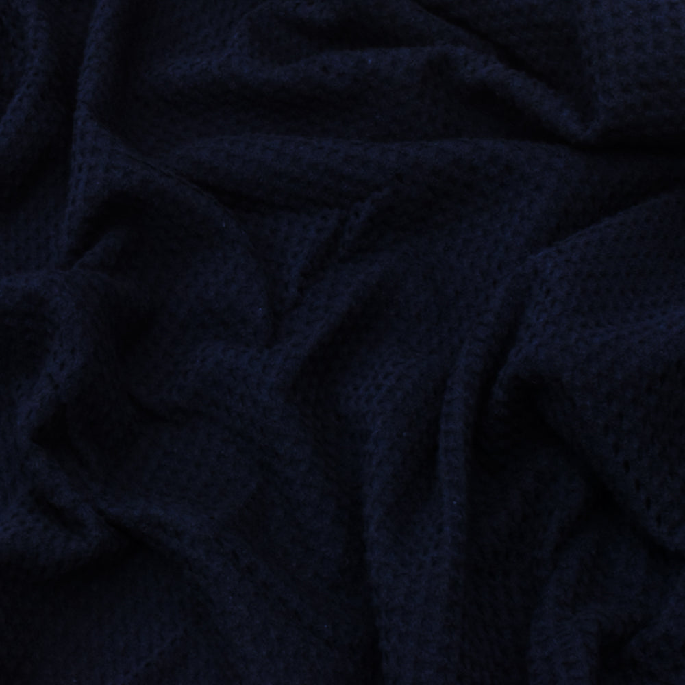 1 Yard Abyss Blue 3D Net-Like Stretch Cotton Double Knit Fabric 59 Inches Wide