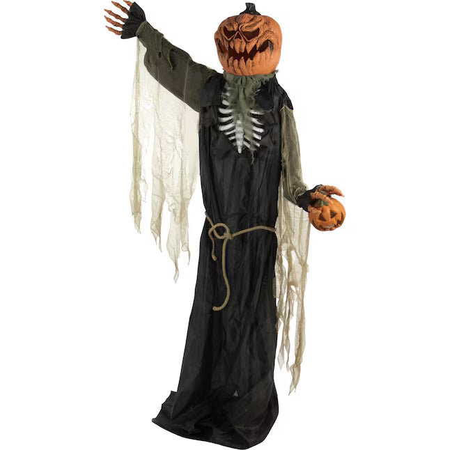 Haunted Hill Farm 7-ft Freestanding Talking Lighted Jack-o-Lantern Animatronic Halloween Decoration