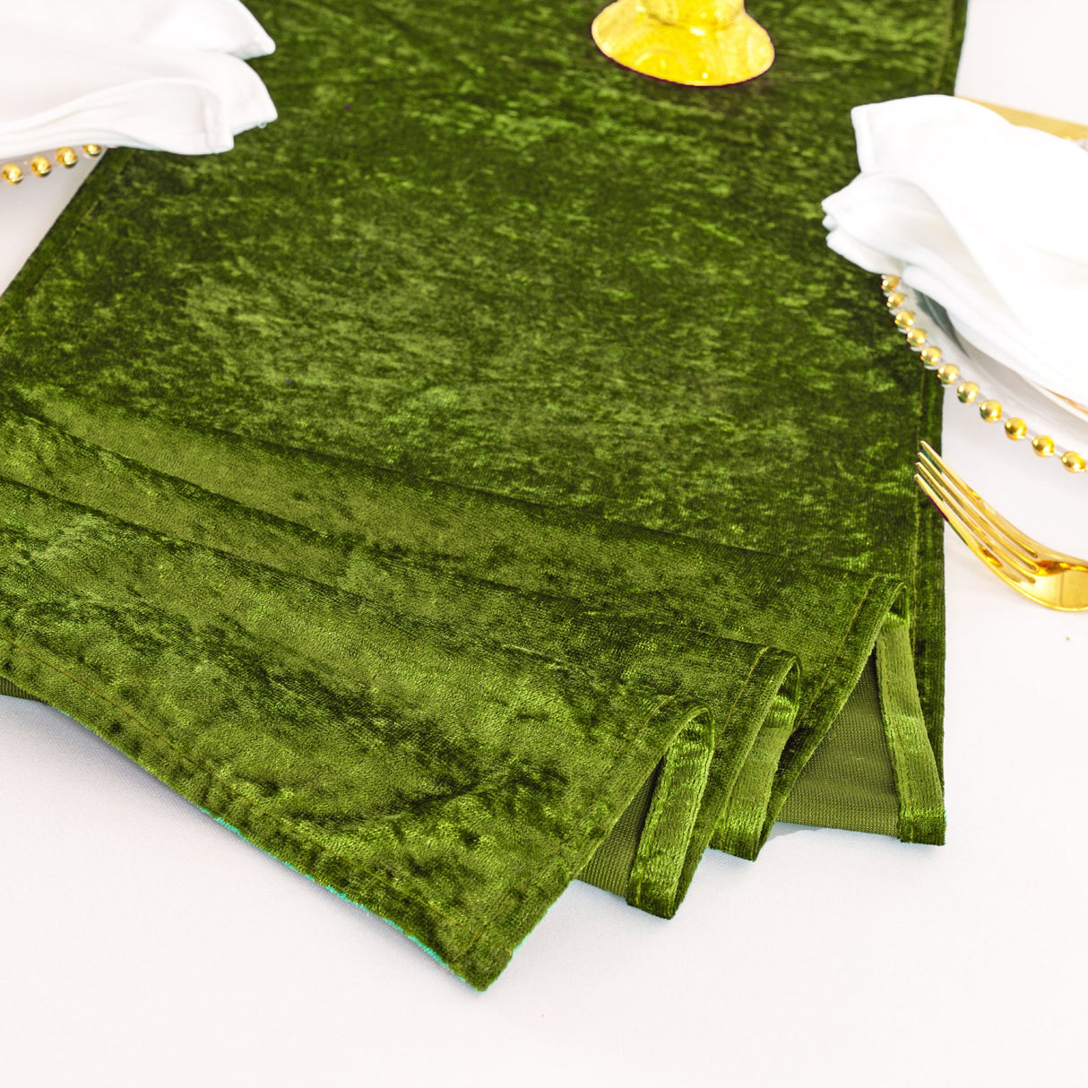 Velvet Table Runner 13x108 Moss Green/Olive Green