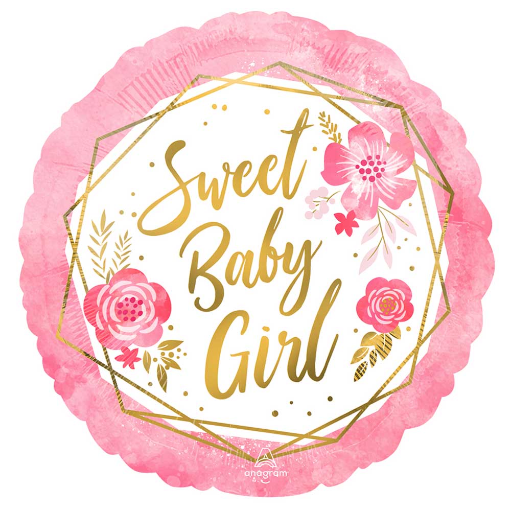 Baby Girl Floral Geo Foil Balloon