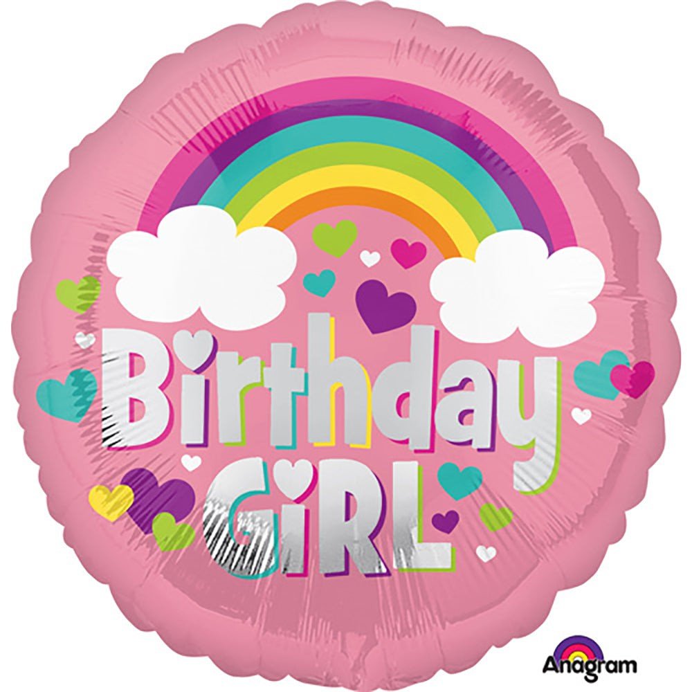 Foil Balloon Birthday Girl Rainbow Fun 17 Inch