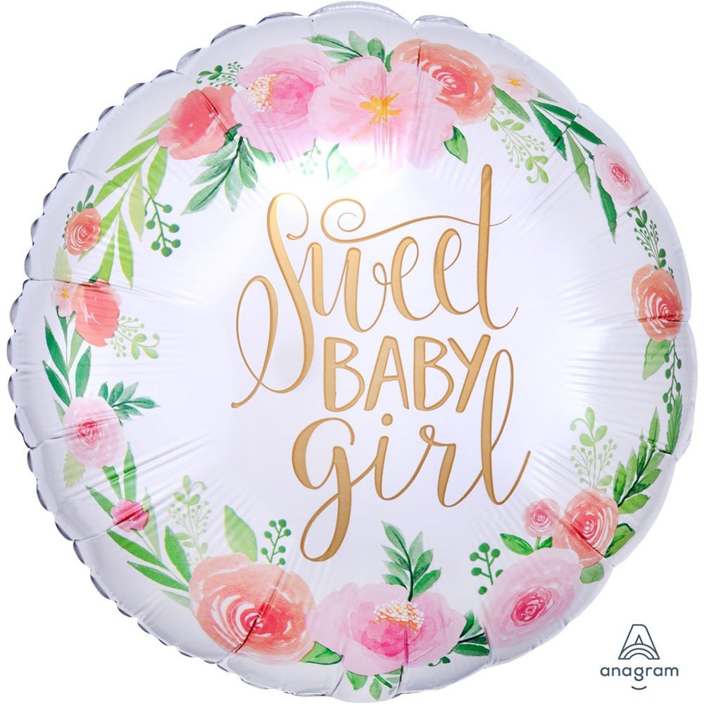 Baby Girl Foil Balloon 17 Inch Floral