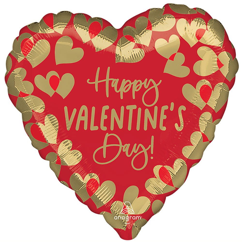 Foil Balloon Golden Happy Valentine's Day 17 Inch