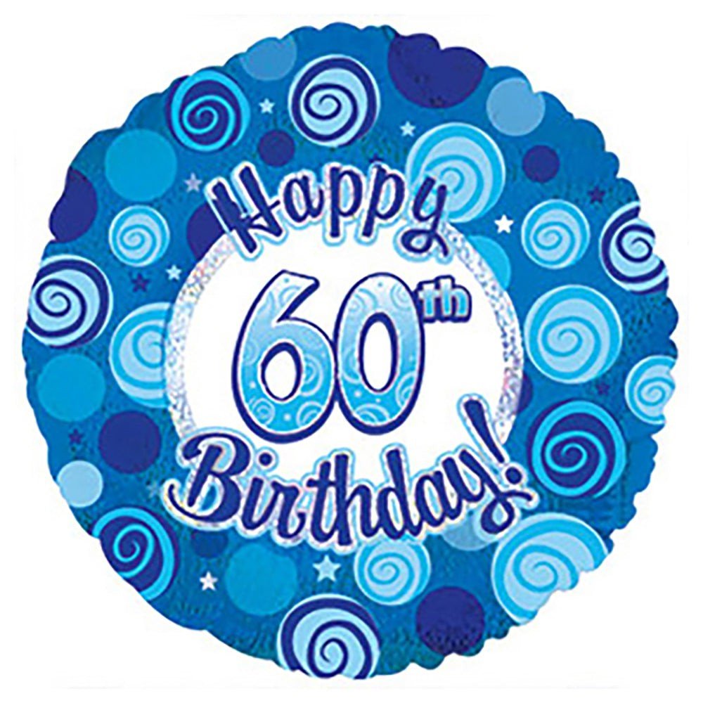 Foil Balloon 60th Birthday Blue Dazzleoons