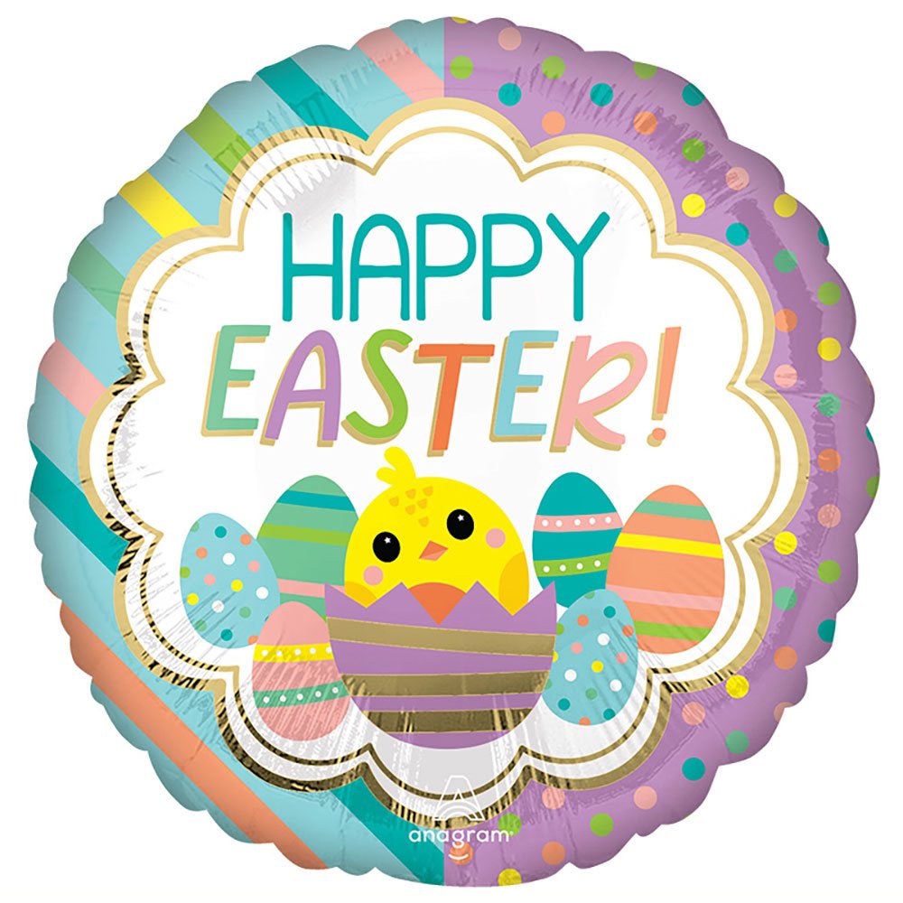 Easter Foil Balloon Happy Easter Stripes & Dots