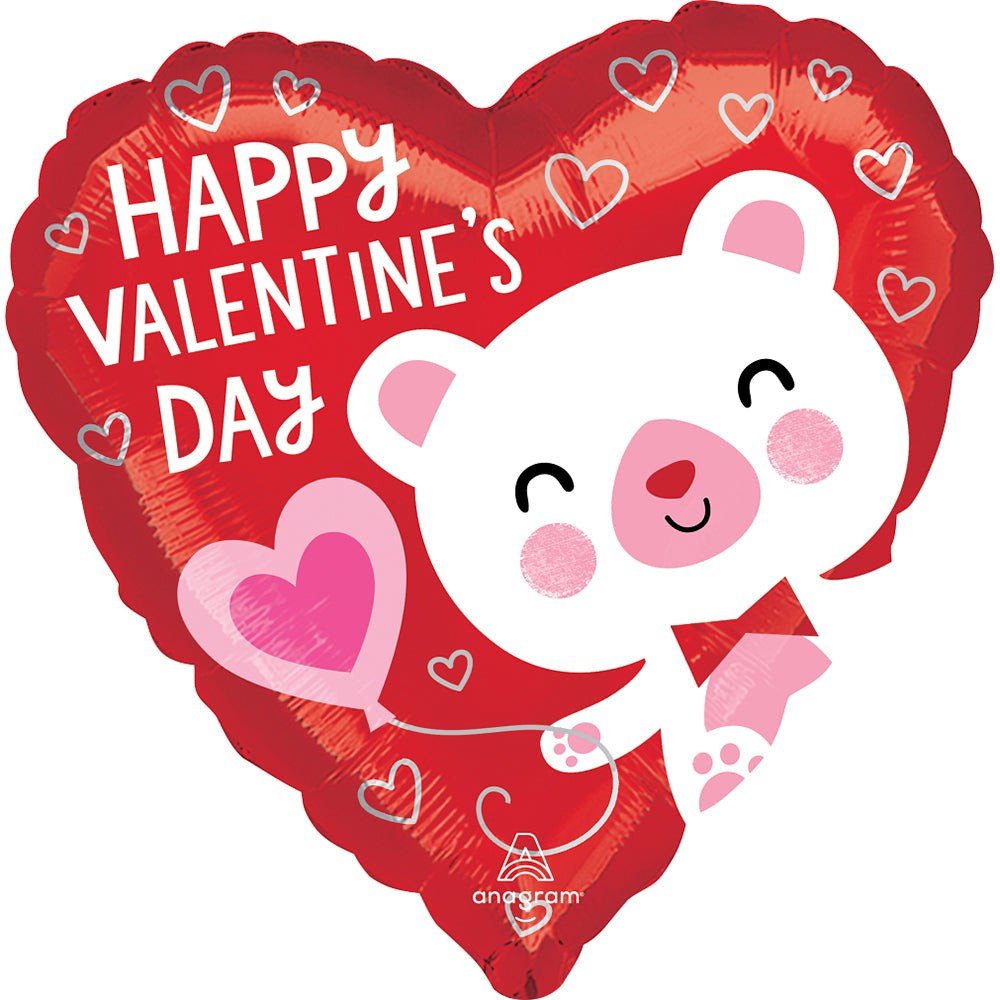 Valentine's Day Foil Balloon White Bear