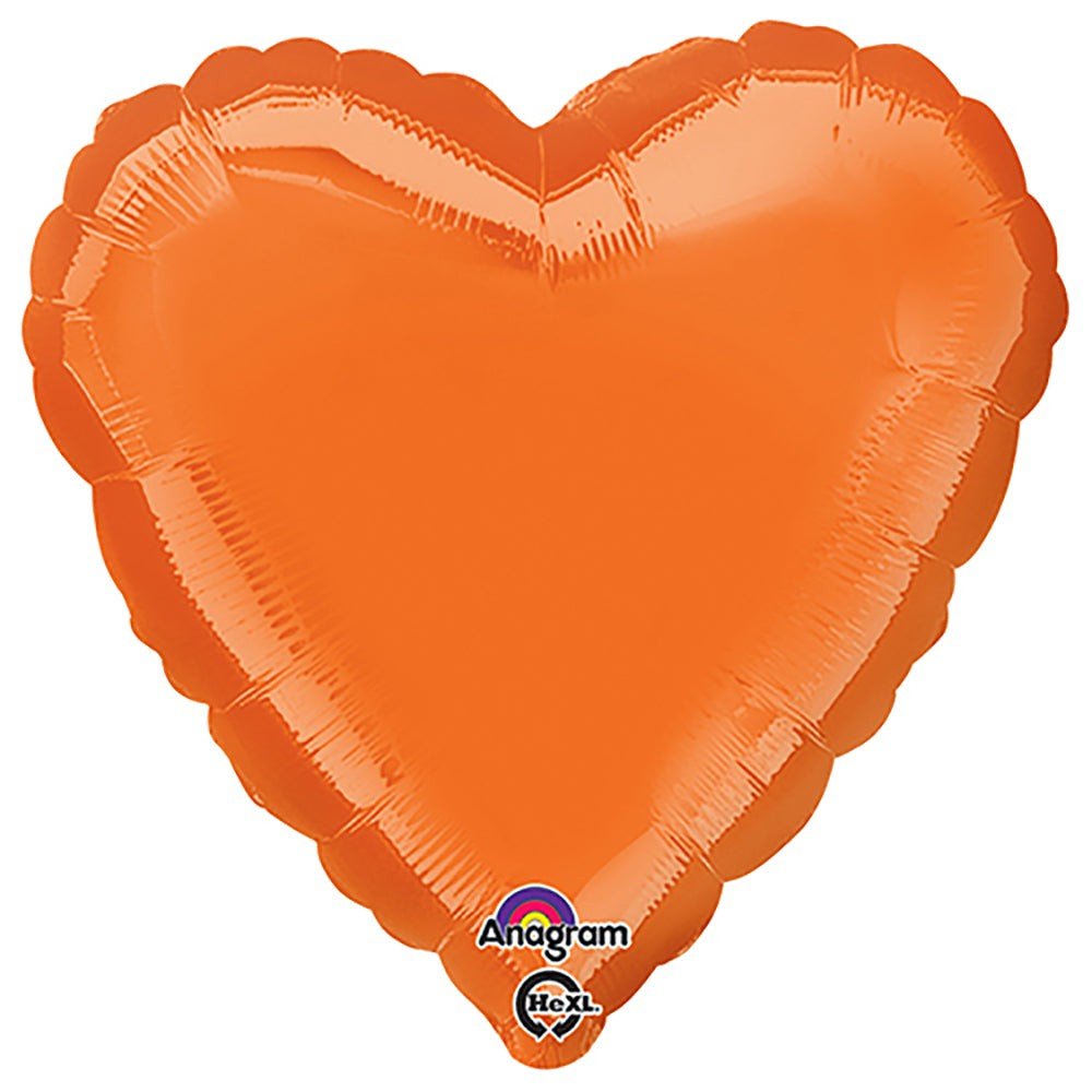 Heart Foil Balloon Metallic Orange
