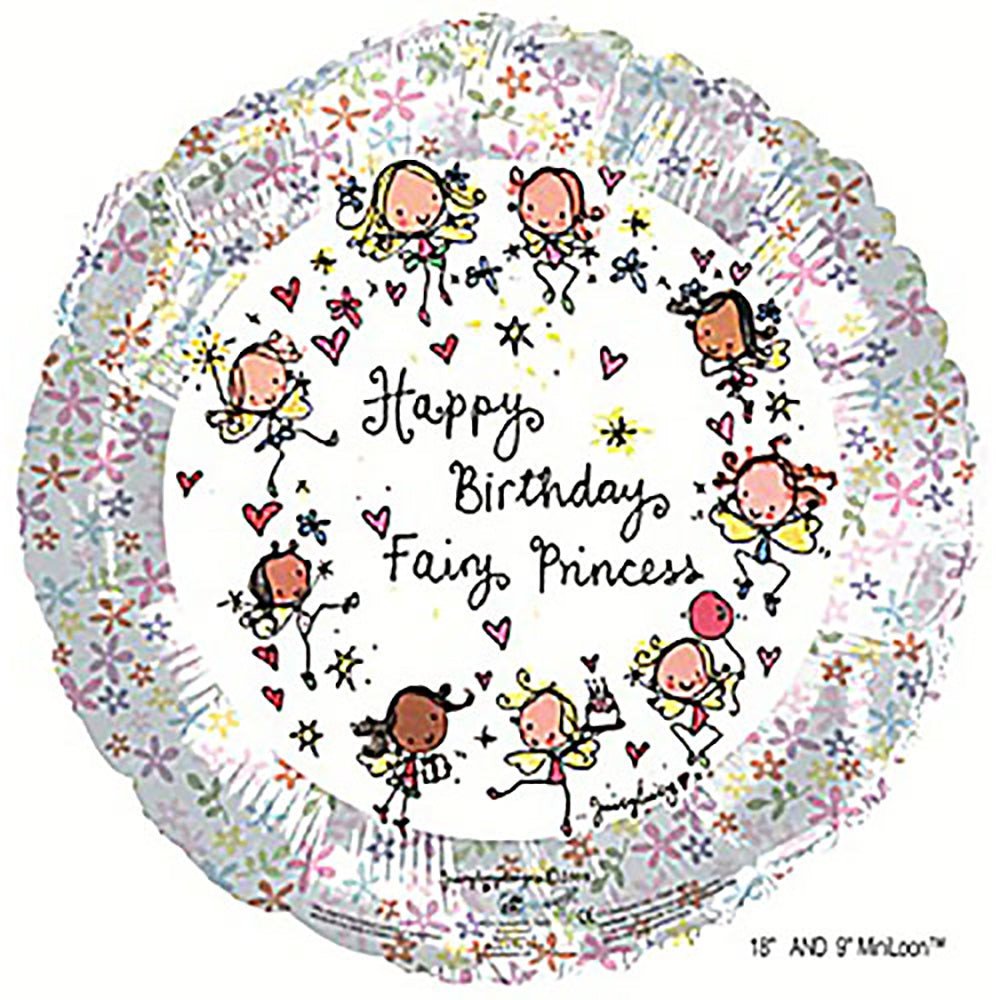 Foil Balloon Girls Birthday Fairy 17 Inch