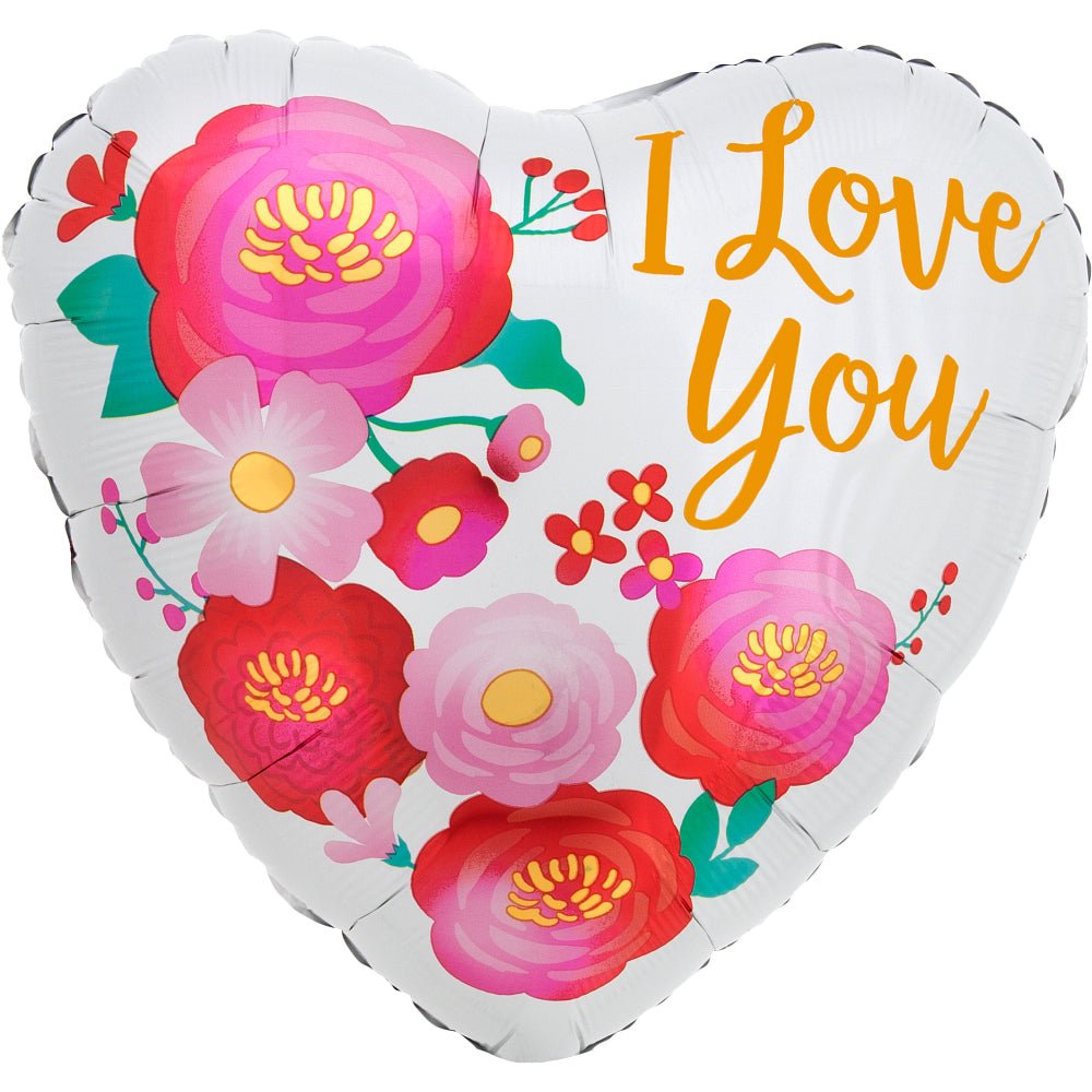 Foil Balloon Love You Ombre Flowers 17 Inch