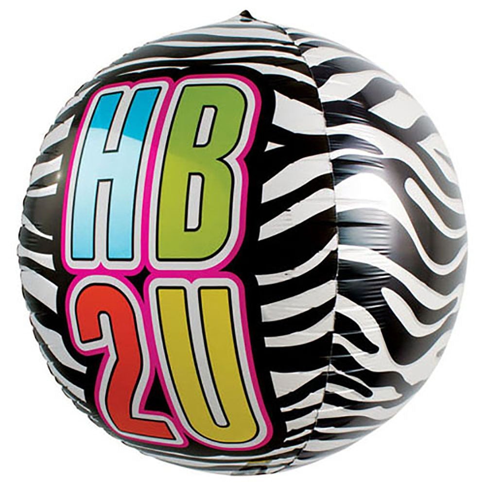 Foil Balloon 17 Inch Zebra Birthday Sphere