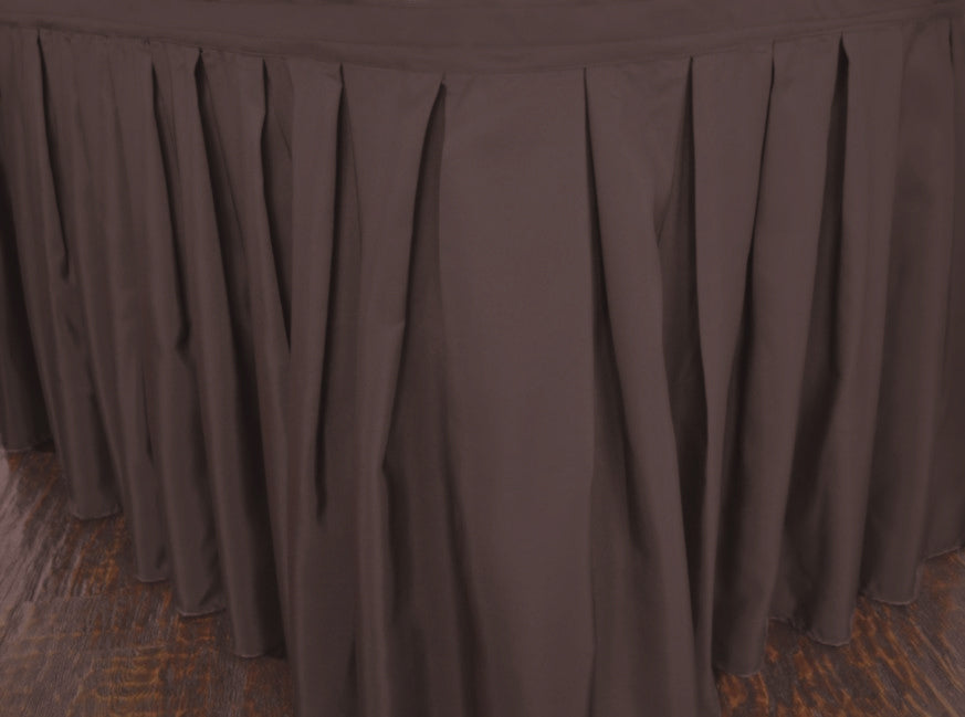 Accordion Pleat Polyester Table Skirt 21x29 Chocolate